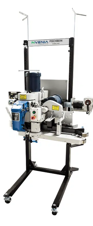 Model 400 NS plain sew bag sewing system — Fischbein single-needle plain sew inline bag closer, Vistasort