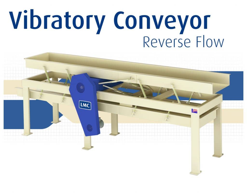 LMC Reverse Flow vibratory conveyor — RF Series for seed and grain processing, supplied by Vistasort Canada