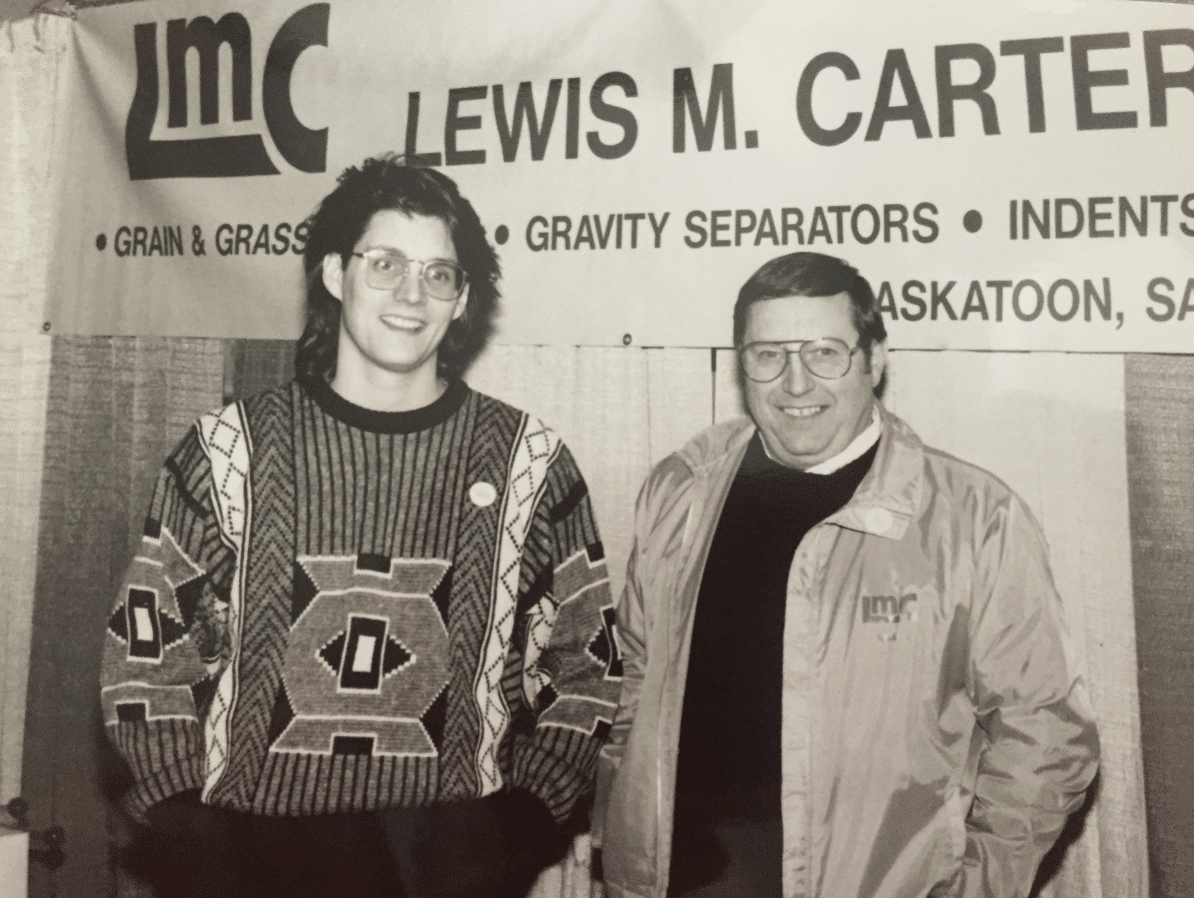 Vistasort — Steven and Bernie Chivilo at the Crop Production Show in Saskatoon, Saskatchewan, 1987
