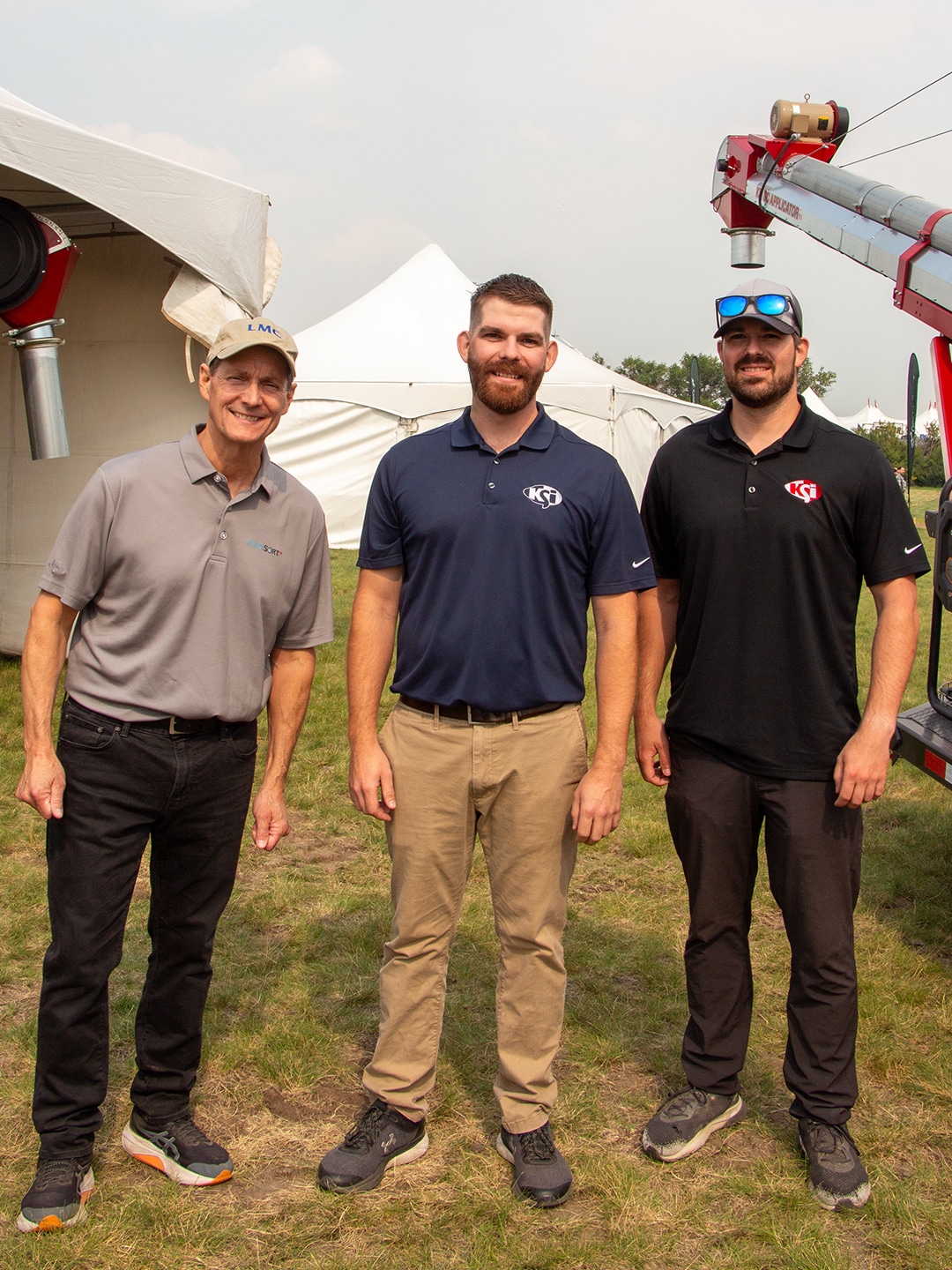 Vistasort — Steven Chivilo with Mike Fedak and Taylor Fedak of KGI at Ag In Motion 2025, Saskatchewan