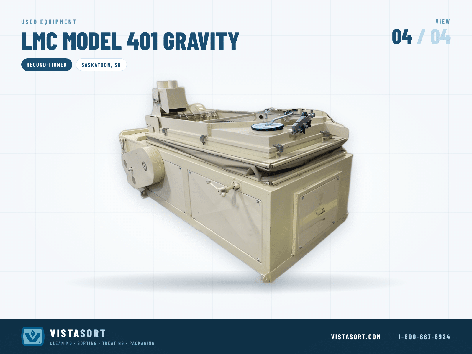 LMC 401 gravity separator, view 4 showing the drive side and the side inspection panels