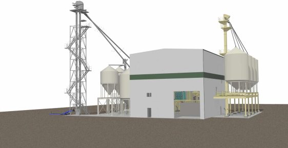 Galloway seed processing plant 3D design rendering by Vistasort